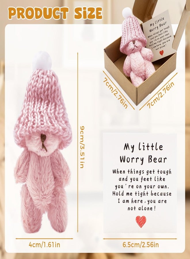KCMOSGI Mini Worry Bear with A Hat, Positive Mini Bears, Little Worry Bears in A Box with Encouragement Little Card, Soft Handmade Pocket Bear for Lovers, Family, Friend - Image 2